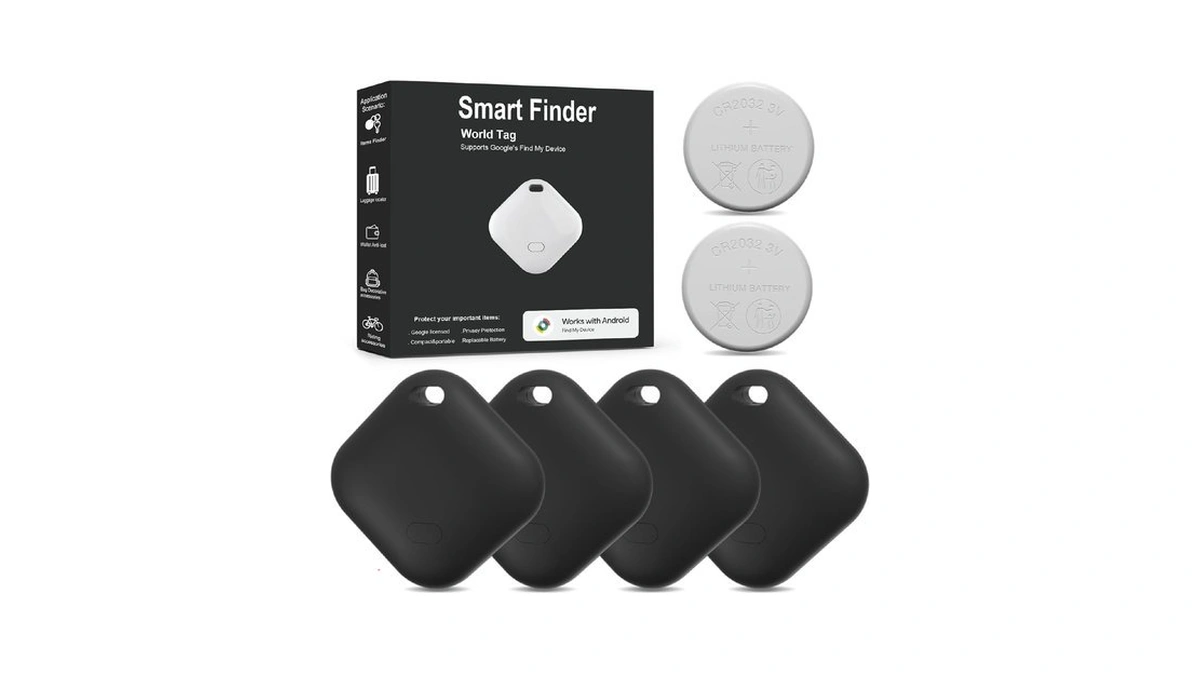 Android Tracker Tags 4 Pack And 2pcs Cr2032 Batteries, Smart