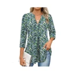 Anrabess Womens Tops Business Dressy Casual Blouses 3/4 Length Sleeve