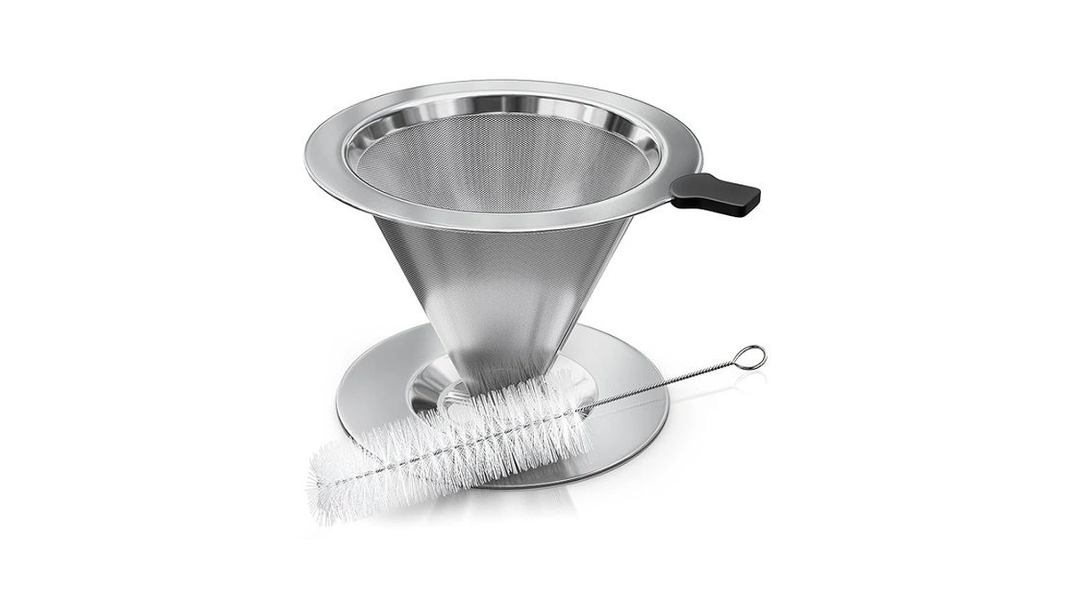 Stainless Steel Pour Over Coffee Maker With Cleaning Brush &