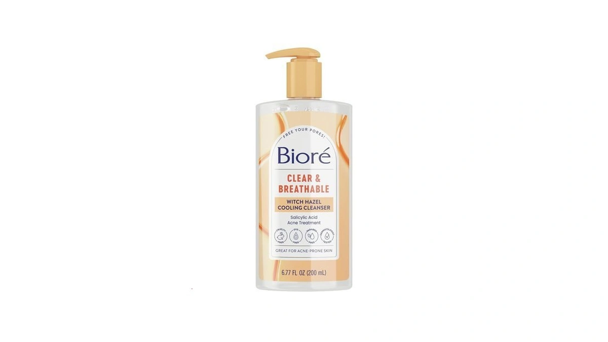 Biore Clear & Breathable Cooling Cleanser With Witch Hazel, Acne