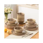 Vancasso Anya 24 Pieces Plates And Bowls Set, Caramel Dinnerware