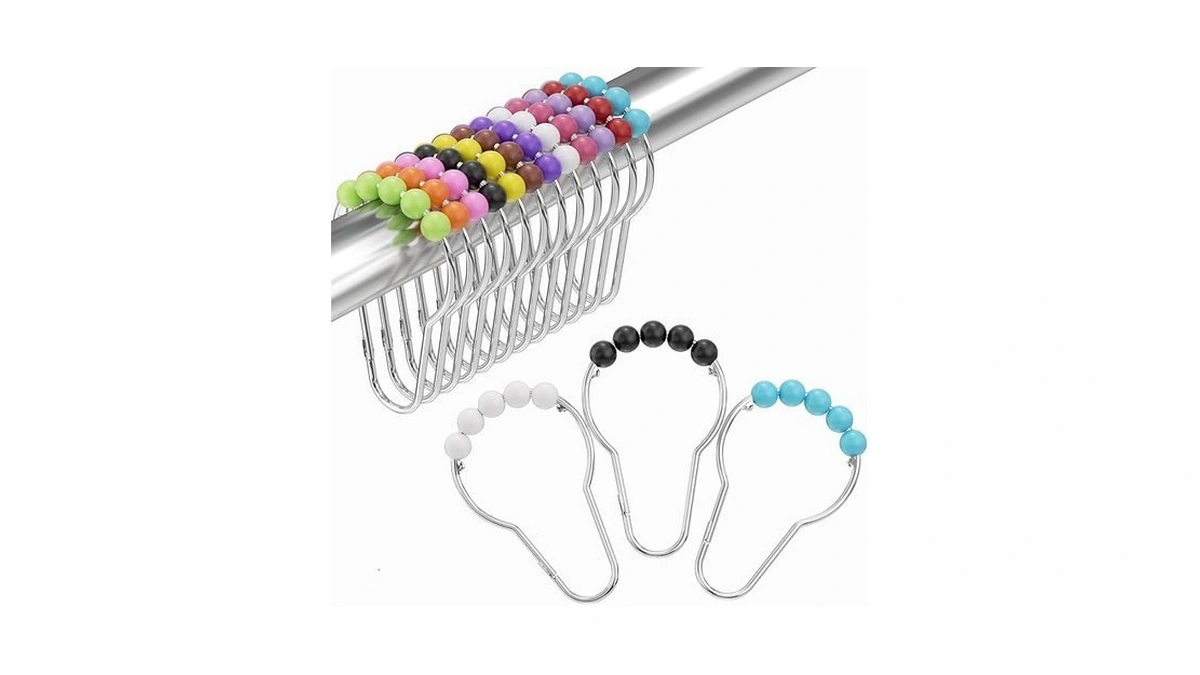 Amazer Shower Curtain Hooks, Decorative Shower Curtain Hooks, Colorful Shower