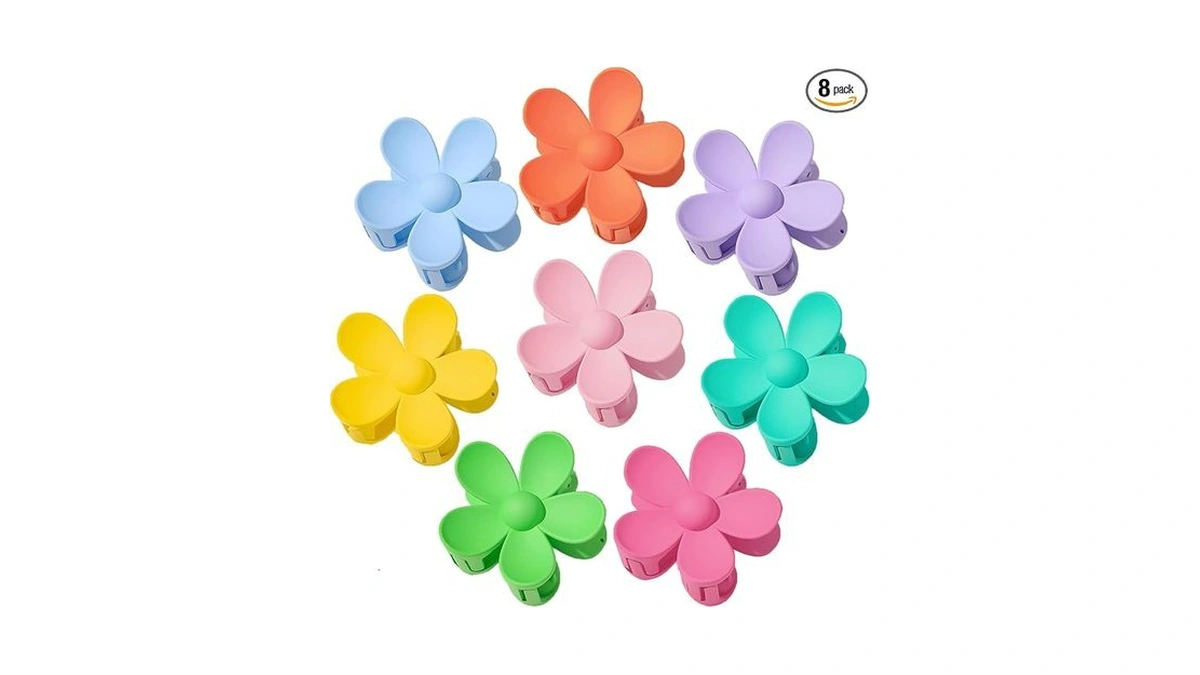 Hawaiian Flower Hair Clips, 8pcs Large Claw Clips For Women