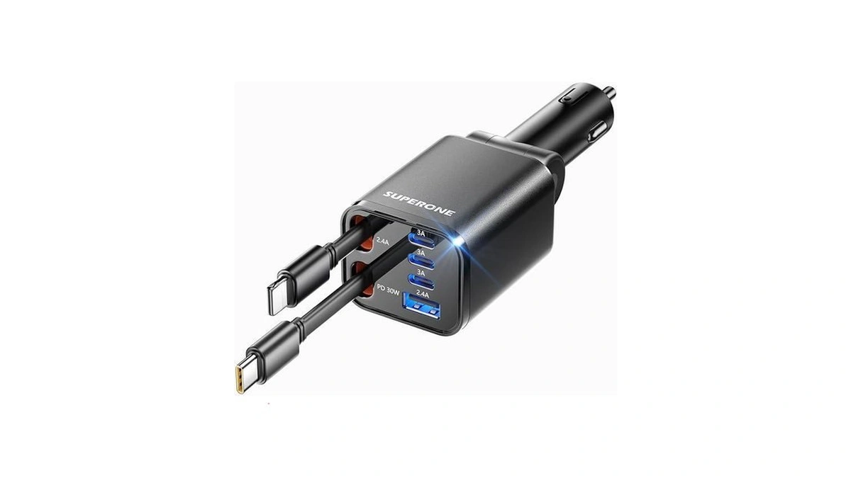 Retractable Car Charger, Superone 99w Car Phone Charger With Cables