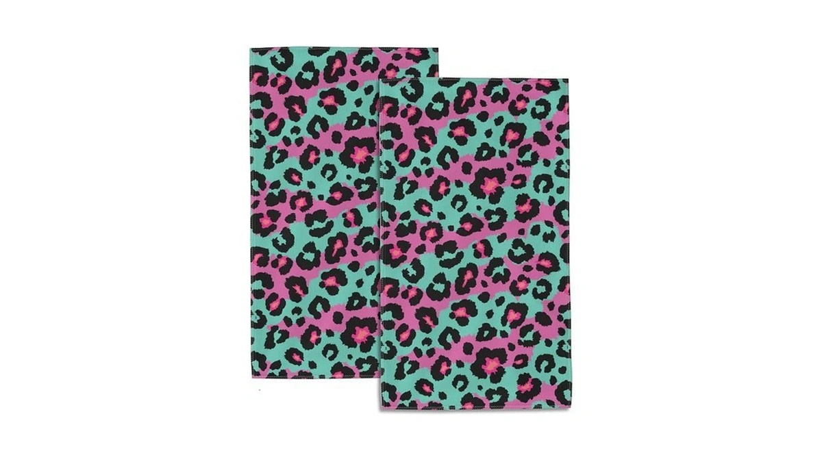 Sayouz Vintage Rainbow Leopard Print 2 Pack Hand Towels For