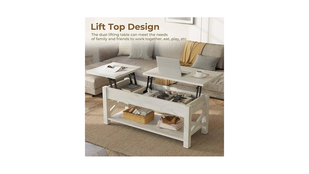 Rolanstar 47.2" Lift Top Coffee Table With Hidden Compartment, 2