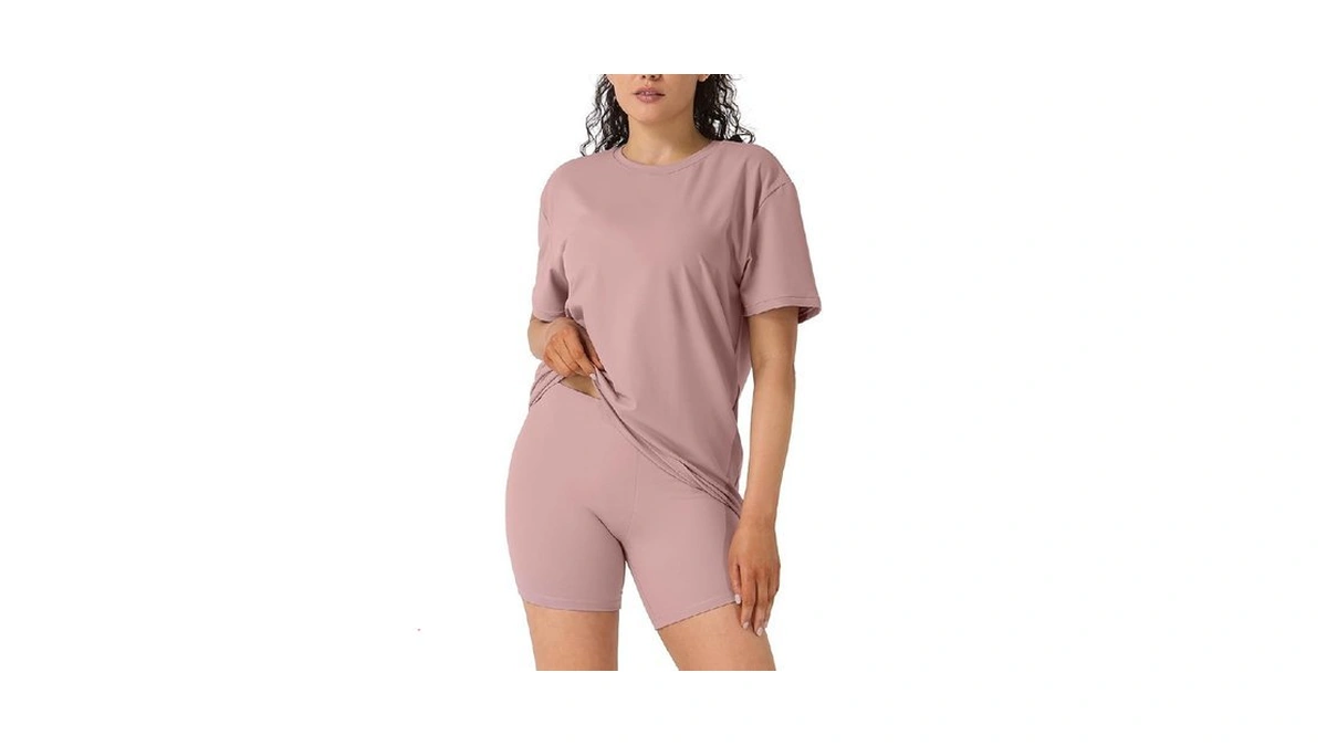 Lulukaka Women's 2 Piece Lounge Sets, Short Sleeve Oversized T-shirts