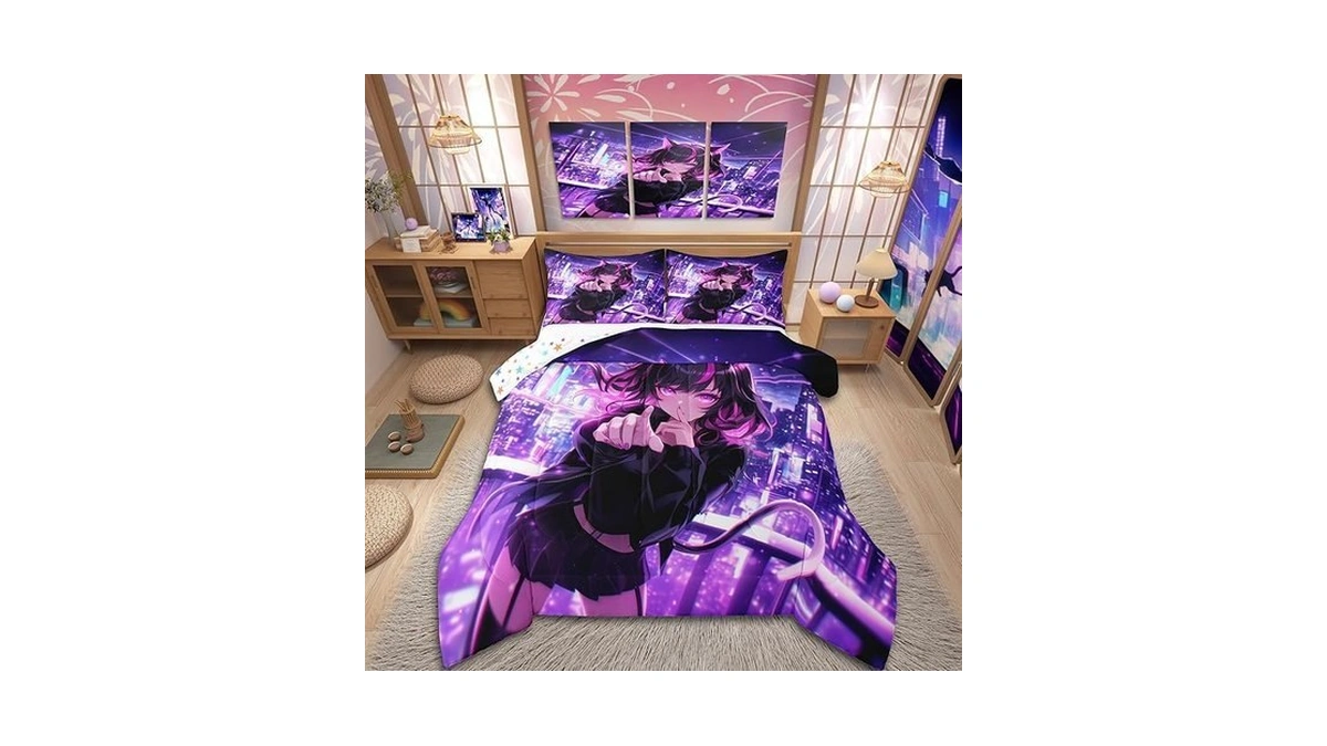 Erosebridal Kids Anime Girl Twin Size Bedding Set, Japanese Anime