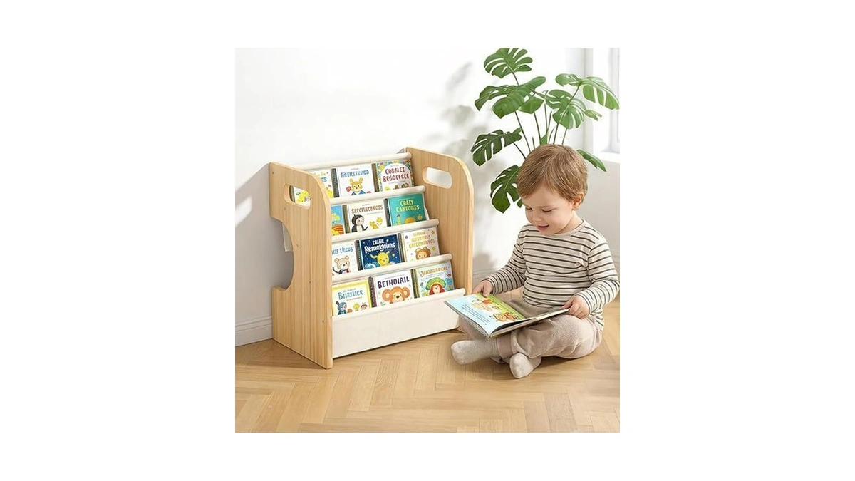 Xiaz Bookshelf For Kids Room Wooden Montessori Toddler Bookshelf Solid