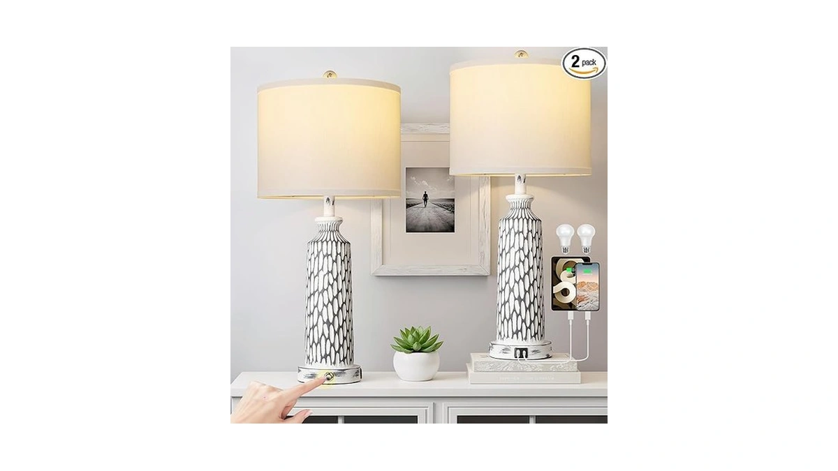 Qimh 26" Table Lamps Set Of 2, Modern Bedside Lamps
