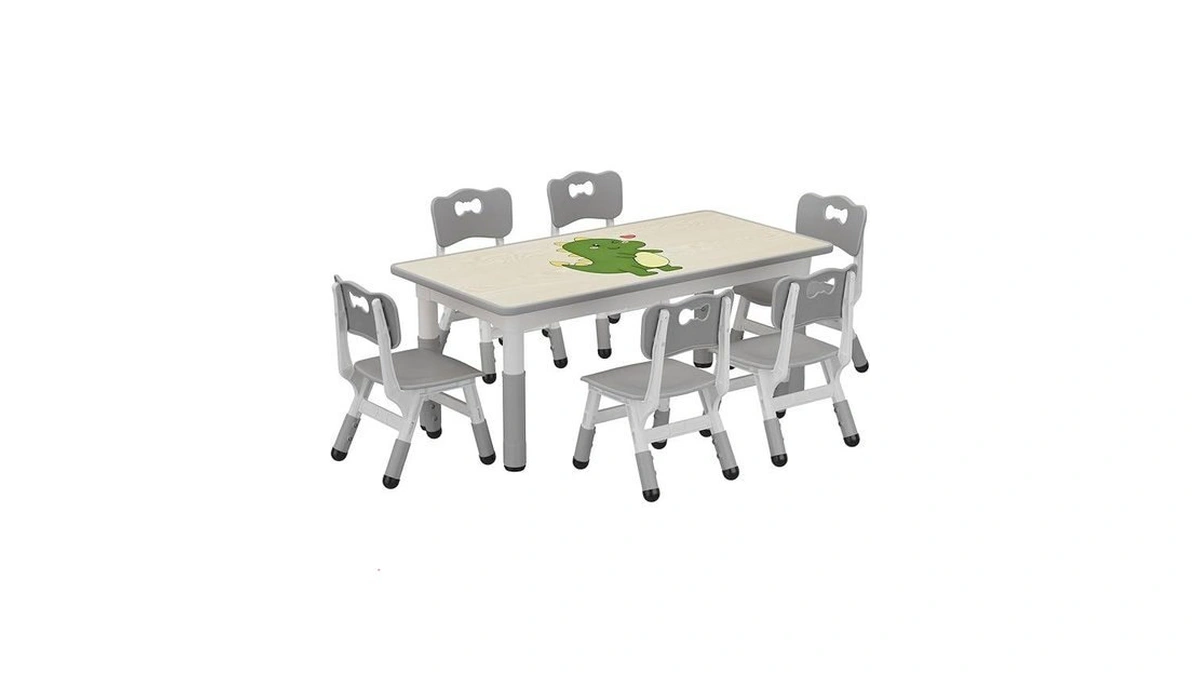 Gaomon Kids Table And 6 Chairs Set, Height Adjustable Toddler