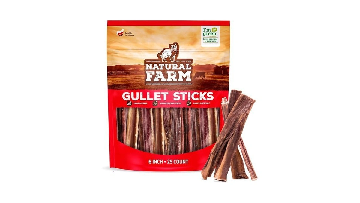 Natural Farm Gullet Sticks (6 Inch, 25 Pack), Grain-free, Preservative-free