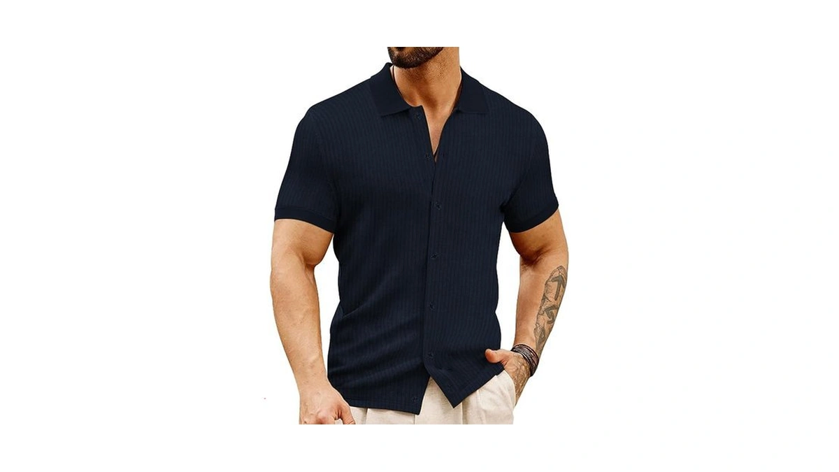 Logeeyar Men's Slim Fit Polo Shirts Short Sleeve Breathable Button