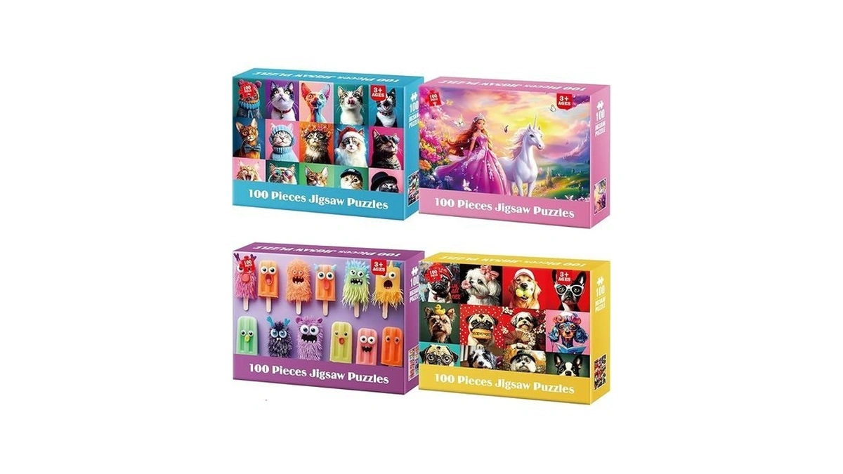 4-pack 100 Piece Puzzles For Kids Ages 4-6 6-8 8-10