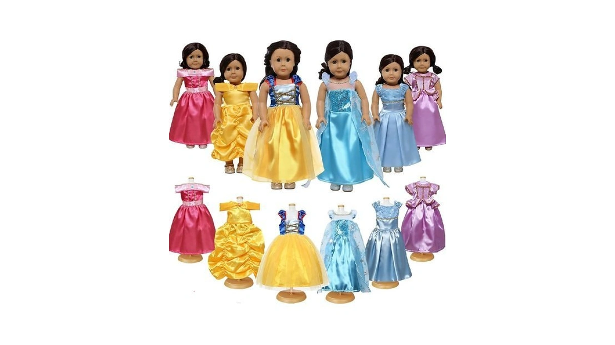 American 18 Inch Doll Clothes Accessories -6pcs Different Princess Costume