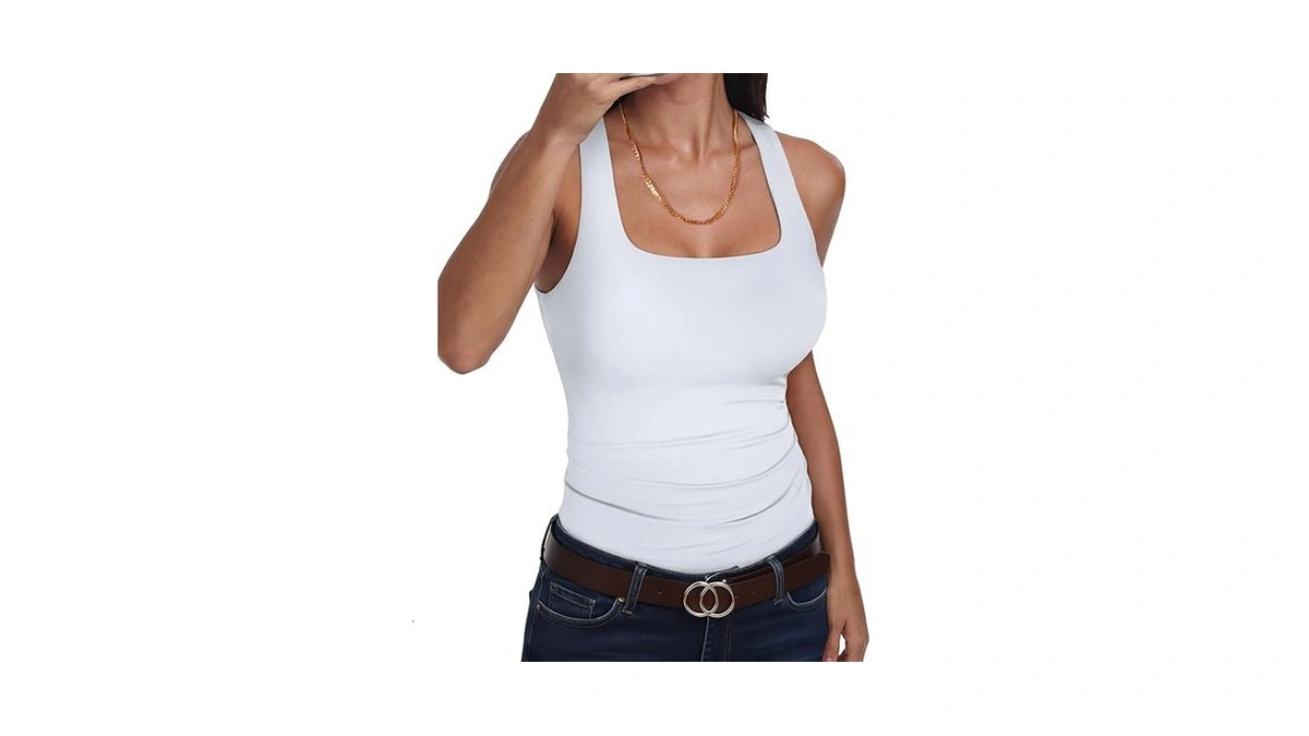 Anrabess Womens Double Lined Tank Top Racerback Basic Shirts Summer