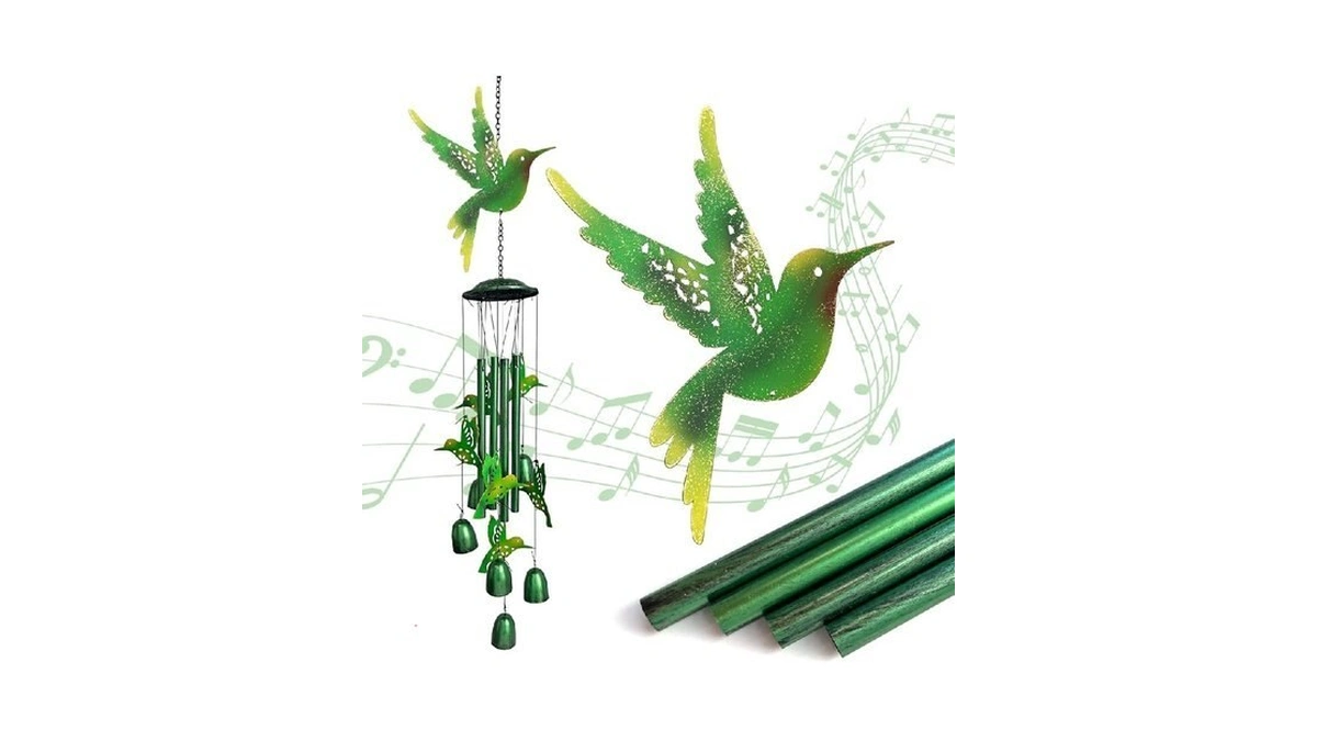 Hongland Wind Chimes For Outside,34" Hanging Metal Hummingbird Windchimes Outdoor,unique