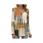 Misakia Women Long Sleeve Top V Neck Casual Shirt Loose