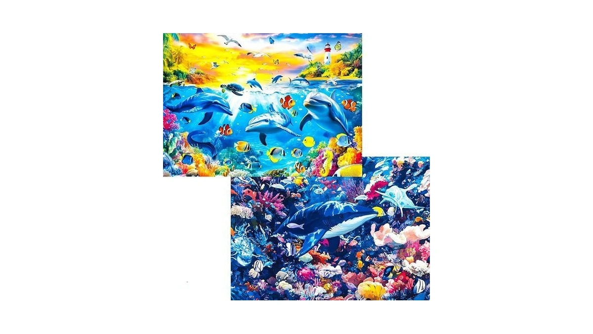 Pixlorajigsaw Puzzles For Adults 1000 Pieces - 2-pack Dolphin Sunset