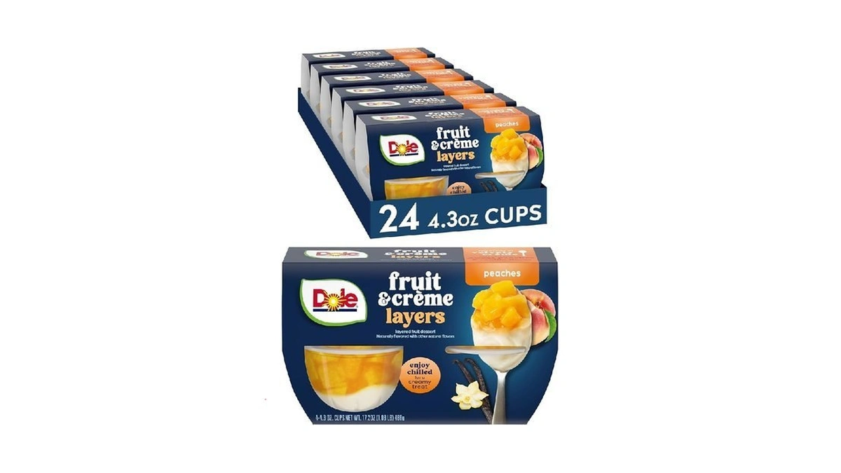 Dole Fruit Bowls Peaches & Crème Layers Snacks, 4.3oz 24