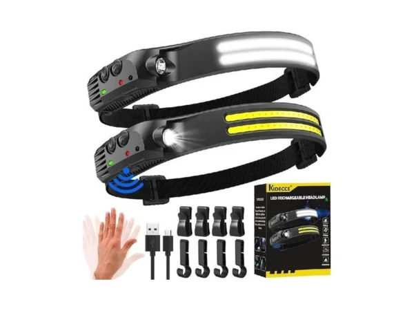 Headlamp Rechargeable,2 Pack 230° Wide Beam Head Lamp,2000 Lumen Super