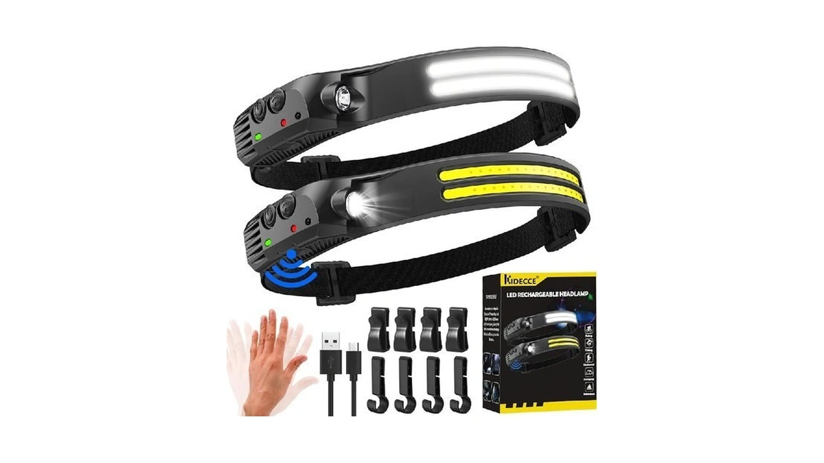 Headlamp Rechargeable,2 Pack 230° Wide Beam Head Lamp,2000 Lumen Super