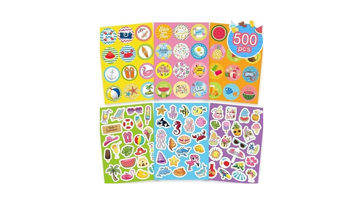 Joy Bang 500 Pcs Summer Stickers For Kids, 30 Sheets