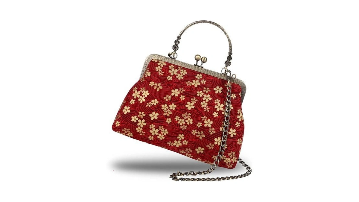 Abuyall Red Vintage Purse Floral Handbags For Women Top-handle Handbag