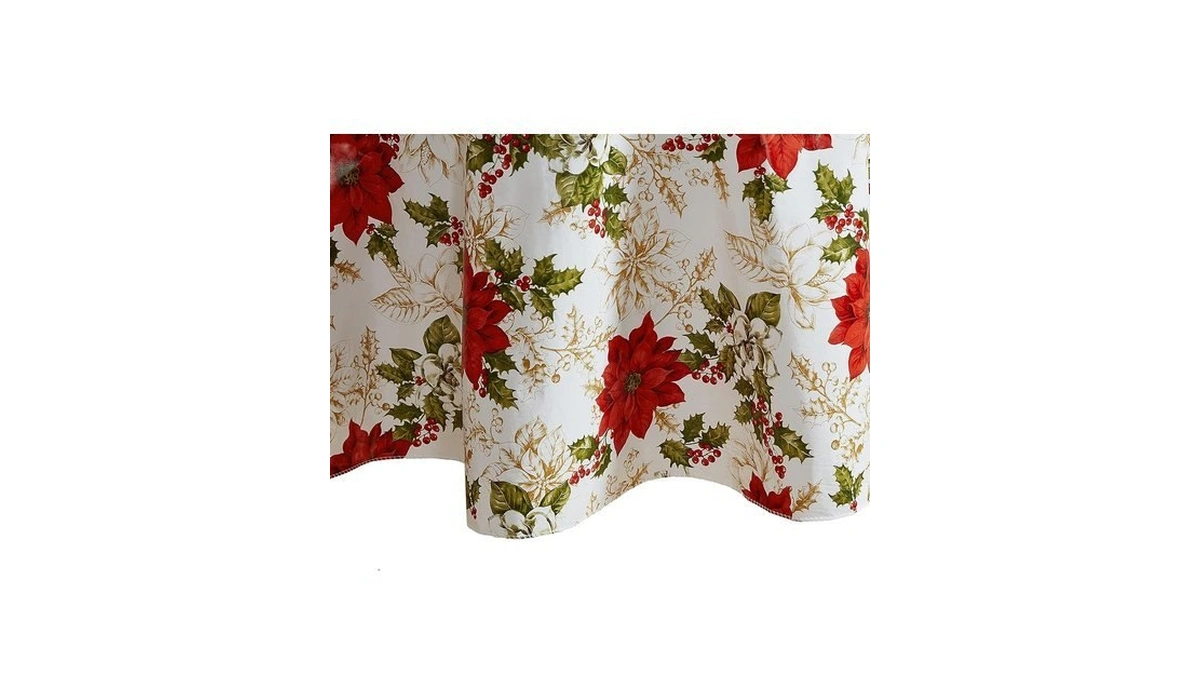 Elrene Home Fashions Christmas Poinsettia Grace Water- And Stain-resistant Vinyl