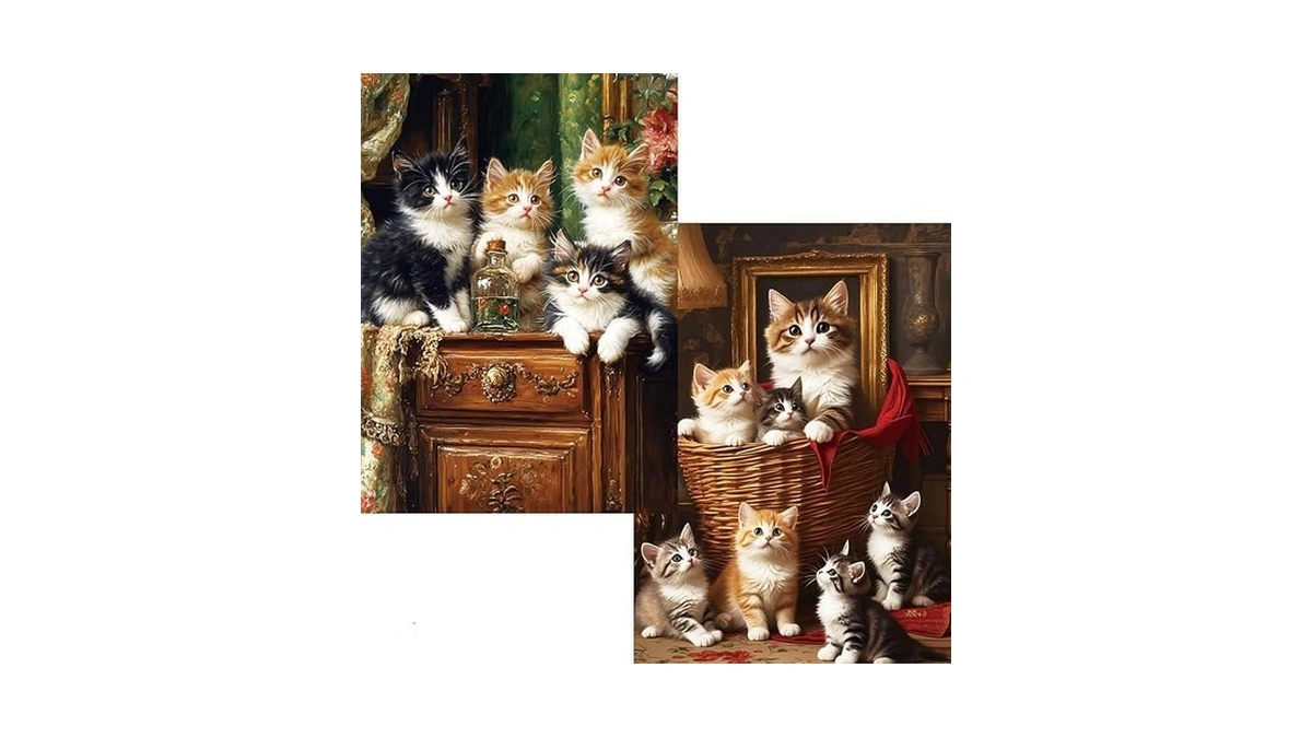 Cozy Cat Party Jigsaw Puzzles For Adults 1000 Pieces, 2-pack
