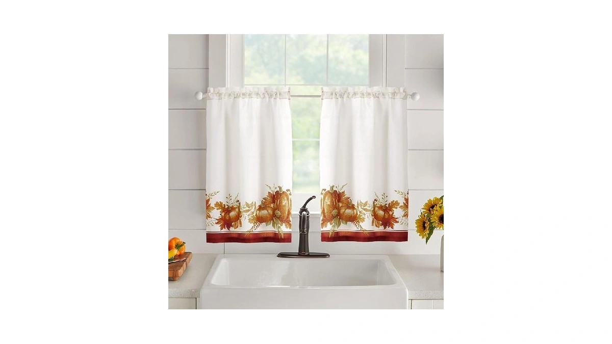 Elrene Home Fashions Autumn Pumpkin Grove Window Tier Set And