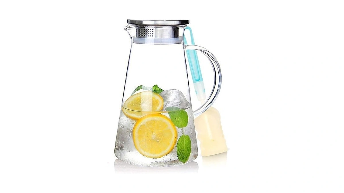 Susteas 2.0 Liter 68oz Glass Pitcher With Lid, Easy Clean