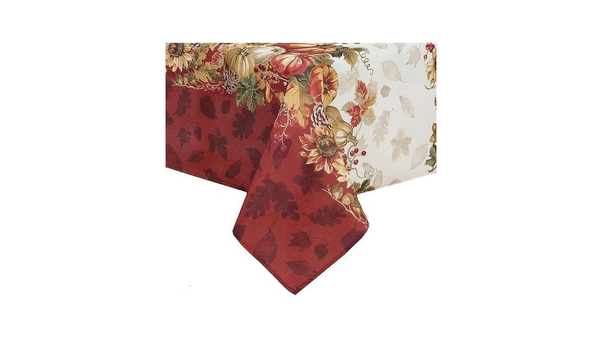 Elrene Home Fashions Swaying Leaves Bordered Fall, Seasonal And Holiday