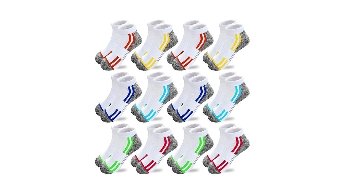 Jamegio Boys Socks 12 Pairs Ankle Socks Boys Athletic Running