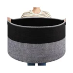 Oiasket Large Blanket Basket With Handles, 22.8" X 22.8" X