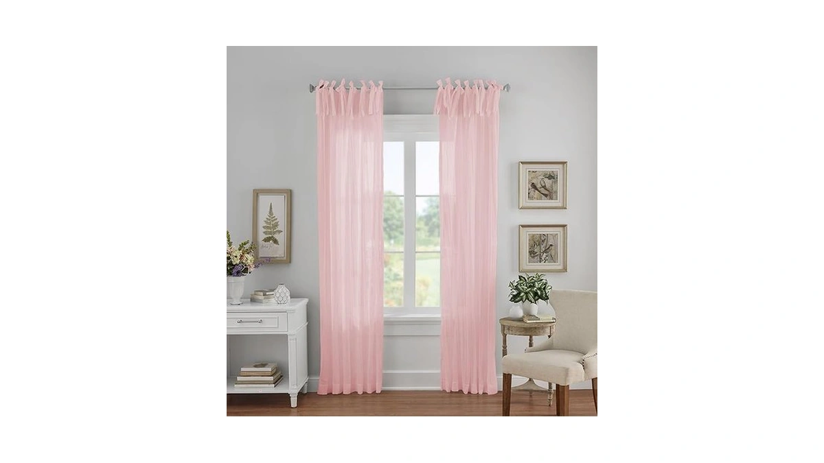 Elrene Home Fashions Jolie Crushed Semi-sheer Window Curtain, Adjustable Tie-top