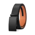 Sendefn Men's Leather Belt Automatic Ratchet Buckle Slide Belt For