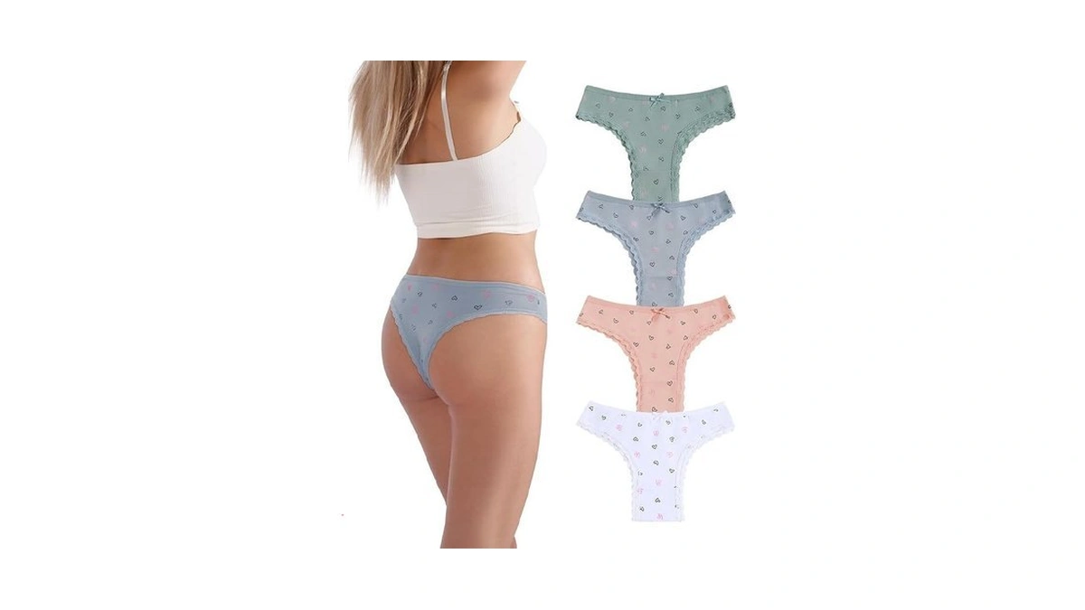 Fanyouna Women's Cotton Cheeky Underwear Packs,sexy Cute Lace Brazilian Panties,low