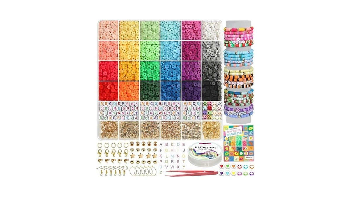 Ymsdzhl 6000+pcs Clay Beads Bracelet Making Kit,24 Color Diy Flat