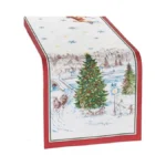 Elrene Home Fashions Santa Snowy Sleighride Holiday Fabric Table/console Runner,