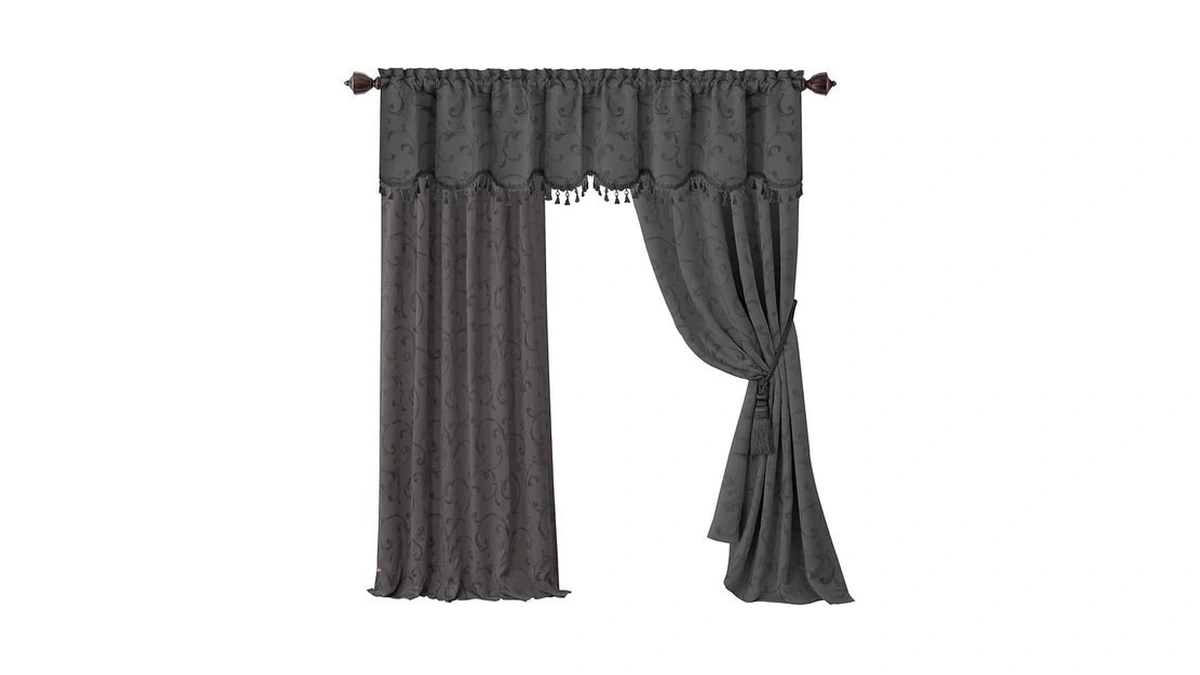 Elrene Home Fashions Mia Jacquard Scroll Blackout Window Curtain, 52"