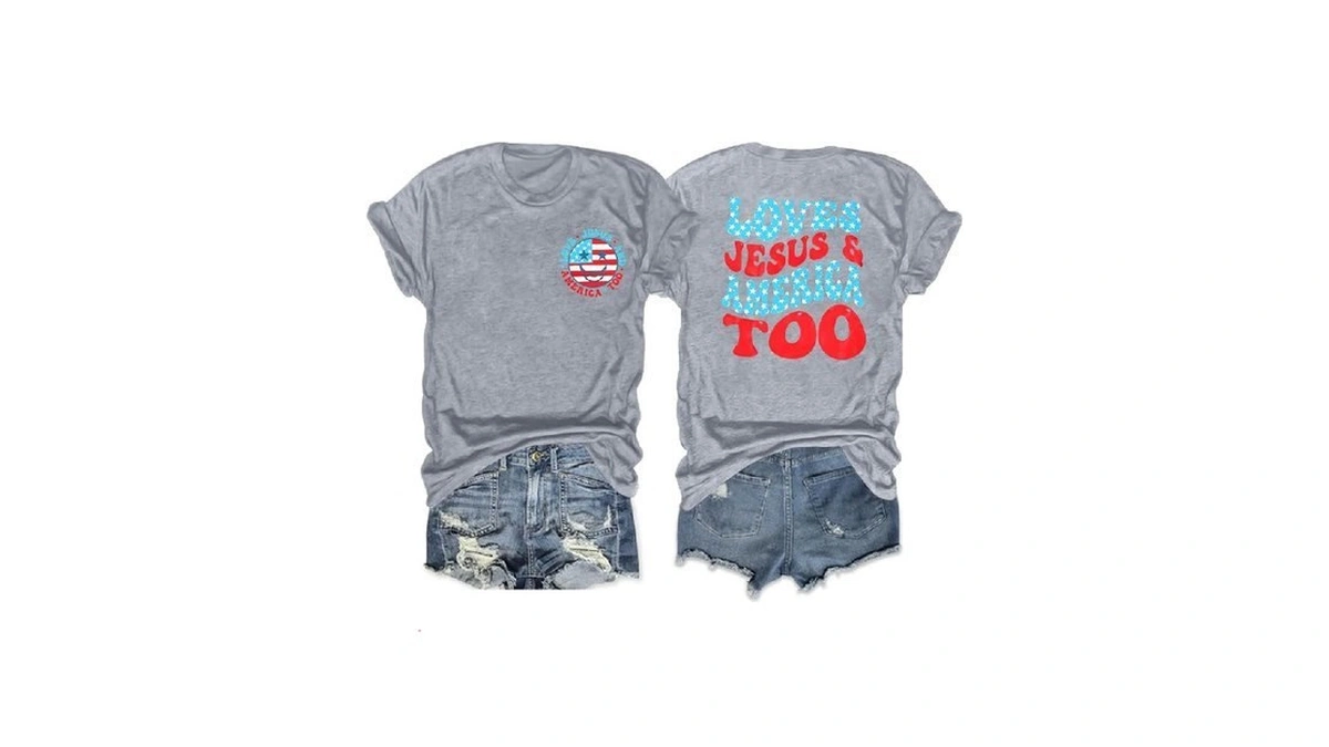 Alltb 4th Of July Shirt Women Loves Jesus And America