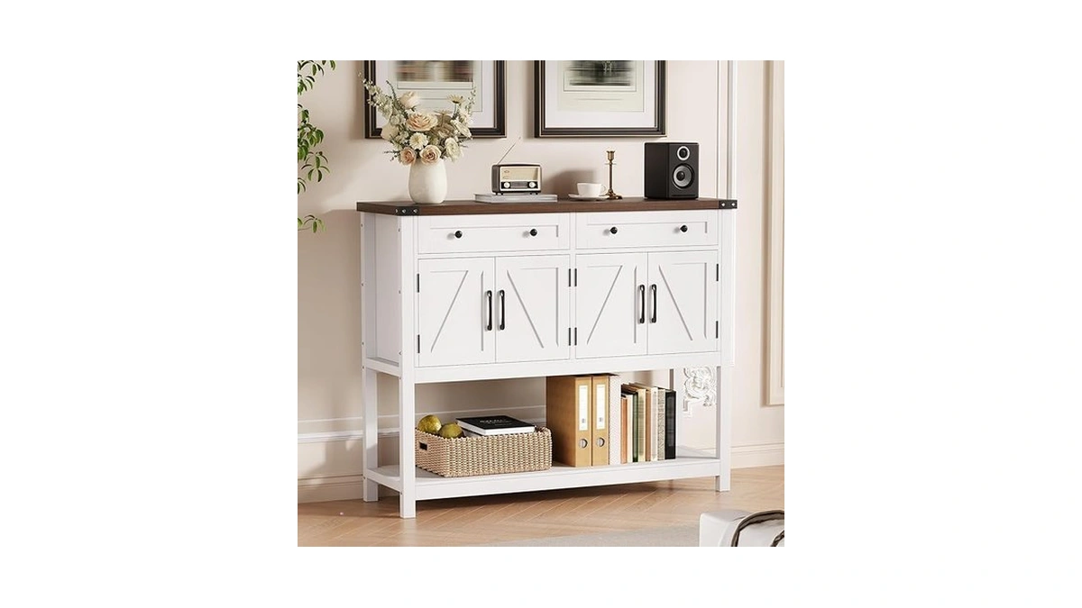 Garveetech Rustic 47" Wood Coffee Bar Storage Cabinet – Farmhouse