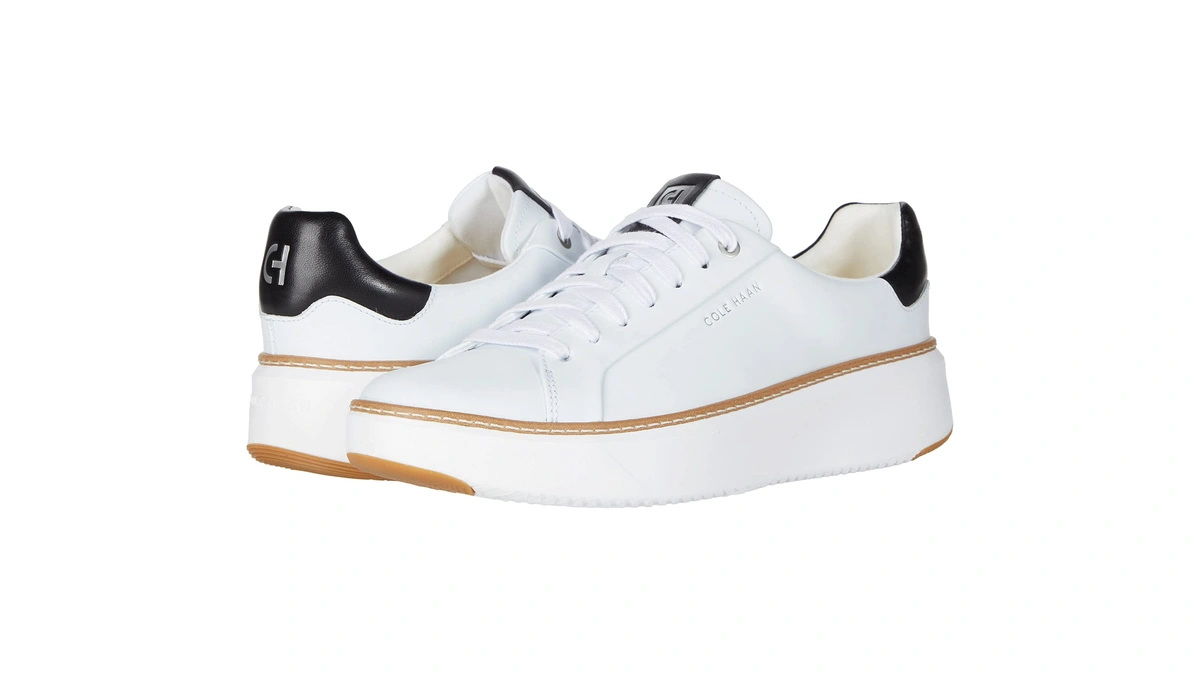Cole Haan Women's Grandpro Topspin Sneakers, Ivory/black Leather, 10.5-b Us