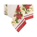 Elrene Home Fashions Red And White Poinsettia Holiday Wrinkle Resistant