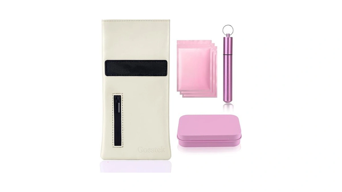 Gosstek Pocket Size Cosmetic Bag With 3 Pcs Accessories, Pu