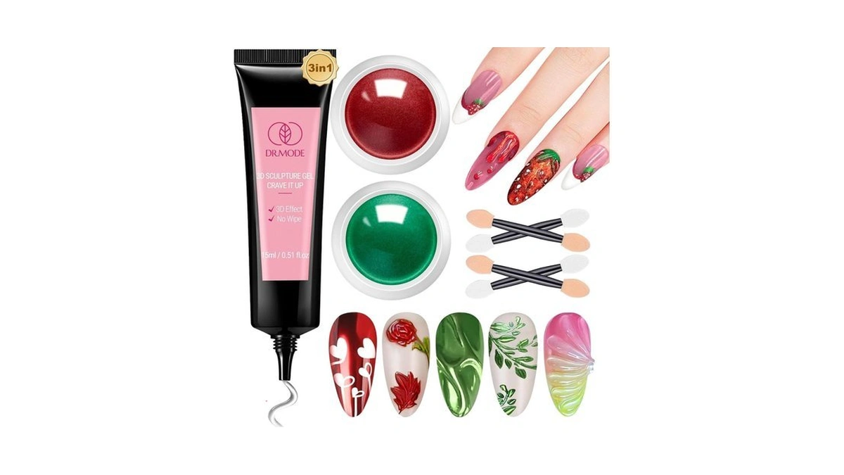Drmode 3d Nail Gel And Chrome Nail Powder Kit, Christmas