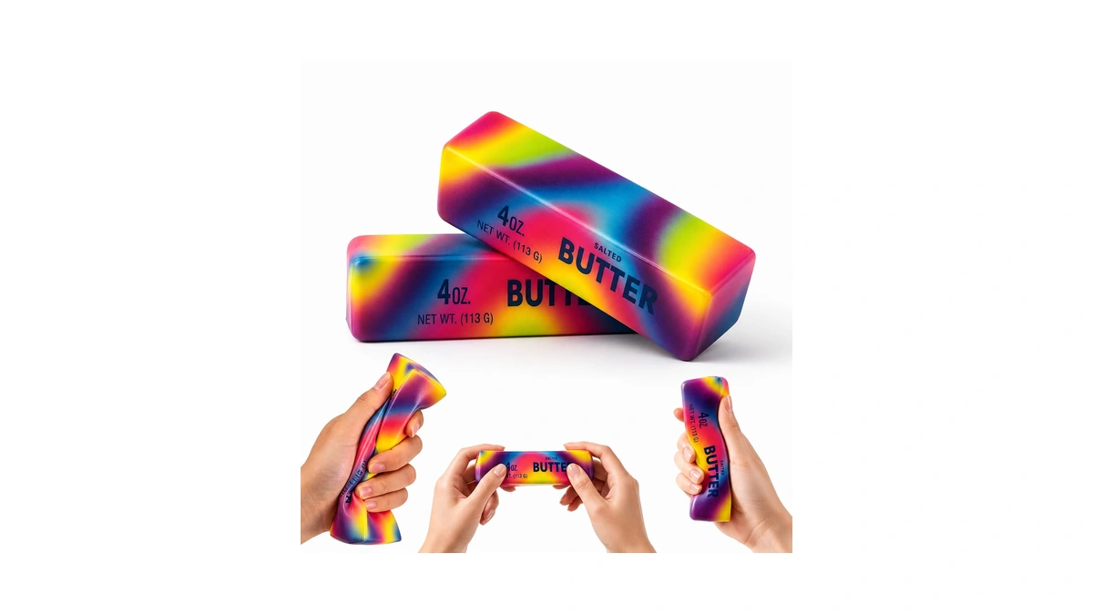 Rainbow Butter Squishy Toys Set Of 2, Cute Butter Squishy