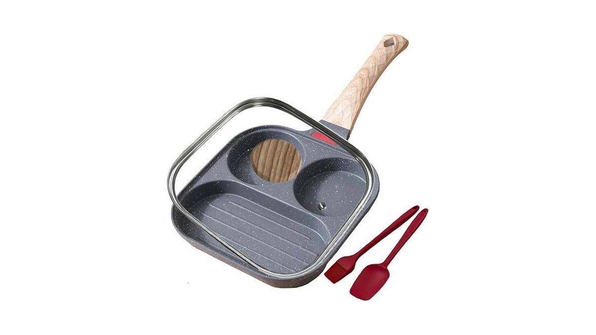 Foorey Home Egg Frying Pan 3-in-1 Divided Nonstick Egg Pan