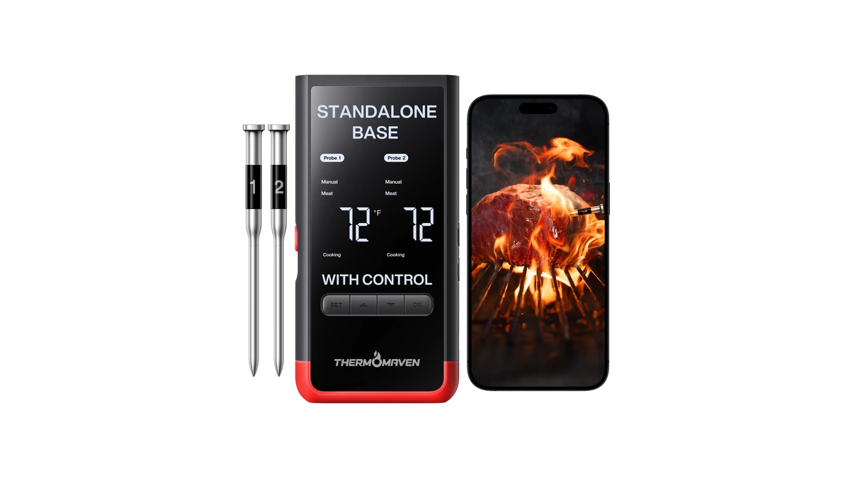 Thermomaven Smart Bluetooth Wireless Meat Thermometer: Standalone Base, Wifi Unlimited